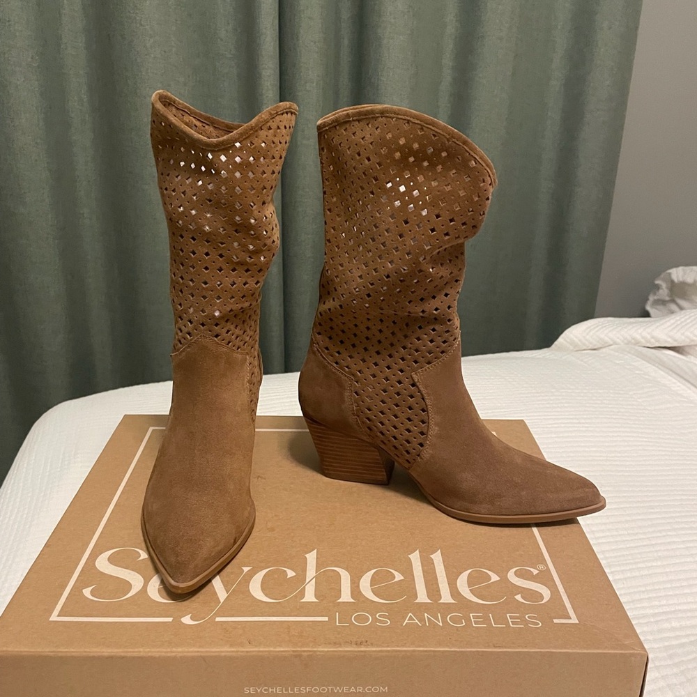Seychelles Women's Brown Perforated Heeled Boots